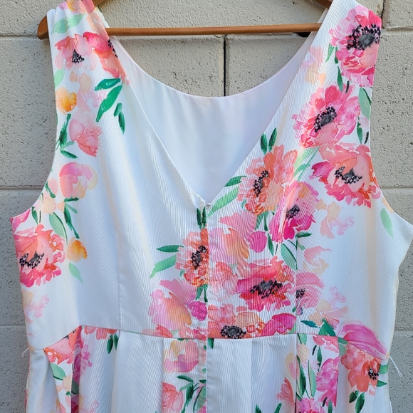 Modcloth | Hotline Watercolor Pink Spring Floral A-line Tulle Dress Plus Size 3X - Picture 13 of 16